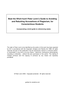 Beat the Witch-hunt! Peter Levin’s Guide to Avoiding Conscientious Students