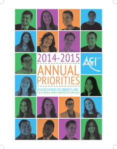 ANNUAL 2014-2015 PRIORITIES ASSOCIATED STUDENTS, INC.