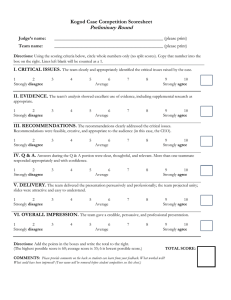 Preliminary Round Kogod Case Competition Scoresheet