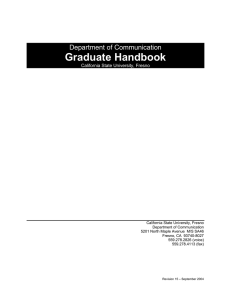 Graduate Handbook Department of Communication  California State University, Fresno