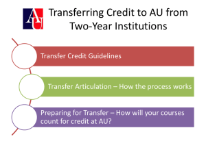 Transferring Credit to AU from Two-Year Institutions