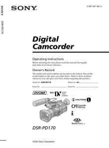 Digital Camcorder Operating Instructions Owner’s Record