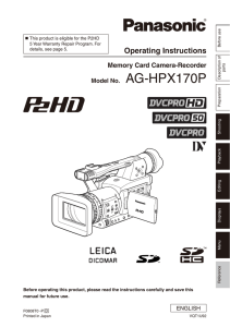 AG-HPX170P Operating Instructions Memory Card Camera-Recorder Model No.