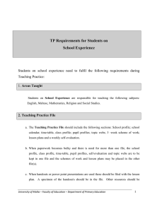 TP Requirements for Students on School Experience