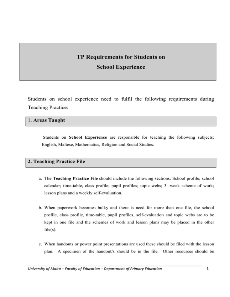 tp-requirements-for-students-on-school-experience