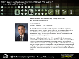 Recent Federal Policies Affecting the Cybersecurity and Resiliency Landscape  Nader Mehravari
