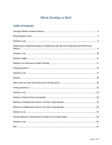 What DevOps is Not! Table of Contents