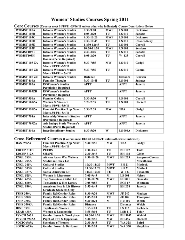 women-studies-courses-spring-2011-core-courses