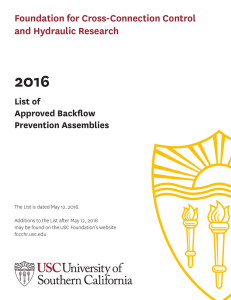 2016 Foundation for Cross-Connection Control and Hydraulic Research List of