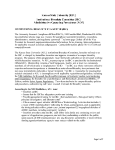 Kansas State University (KSU) Institutional Biosafety Committee (IBC) Administrative Operating Procedures (AOP)