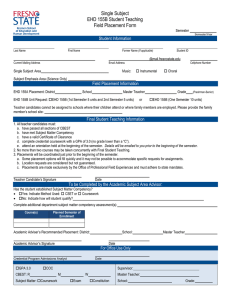 Single Subject EHD 155B Student Teaching Field Placement Form Student Information
