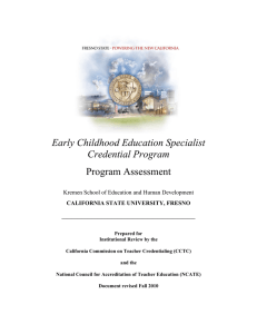 Early Childhood Education Specialist Credential Program Program Assessment