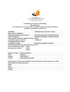 Commission on Teacher Credentialing Biennial Report Academic Years 2010-11 and 2011-12