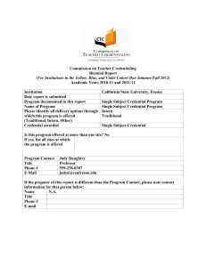 Commission on Teacher Credentialing Biennial Report Academic Years 2010-11 and 2011-12