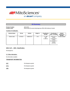 Kit Summary Product Code(s) Product name Cocktail of 5 Antibodies