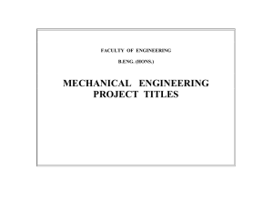 MECHANICAL   ENGINEERING PROJECT  TITLES FACULTY  OF  ENGINEERING