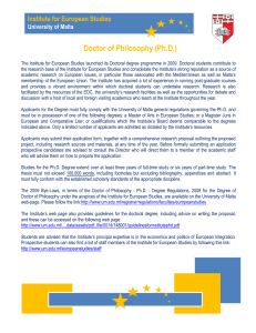 Doctor of Philosophy (Ph.D.) Institute for European Studies University of Malta