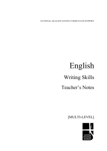 English Writing Skills Teacher’s Notes