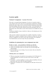 Learner guide National 4 Assignment – Learner Overview