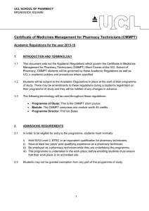 Certificate of Medicines Management for Pharmacy Technicians (CMMPT)