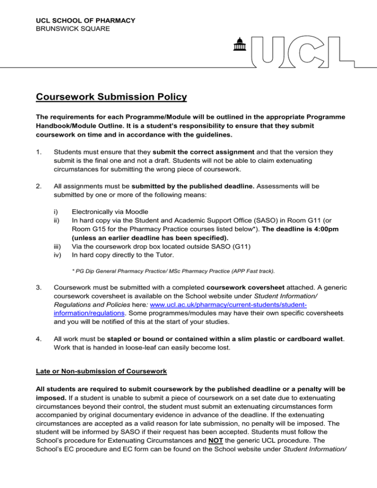 coursework submission policy kcl