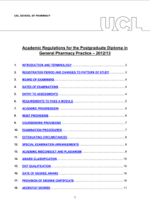 Academic Regulations for the Postgraduate Diploma in – 2012/13 General Pharmacy Practice