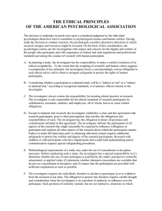 THE ETHICAL PRINCIPLES OF THE AMERICAN PSYCHOLOGICAL ASSOCIATION