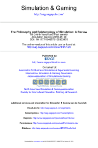 Simulation &amp; Gaming  The Philosophy and Epistemology of Simulation: A Review