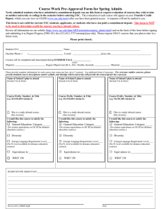 Course Work Pre-Approval Form for Spring Admits