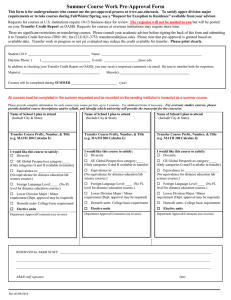 Summer Course Work Pre-Approval Form