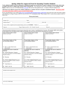 Spring Admit Pre-Approval Form for Incoming Transfer Students