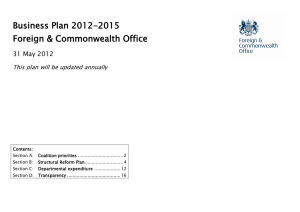 Business Plan 2012-2015 Foreign &amp; Commonwealth Office  31 May 2012