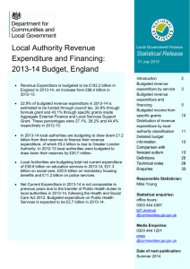 Local Authority Revenue Expenditure and Financing: 2013-14 Budget, England