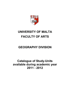 UNIVERSITY OF MALTA FACULTY OF ARTS  GEOGRAPHY DIVISION