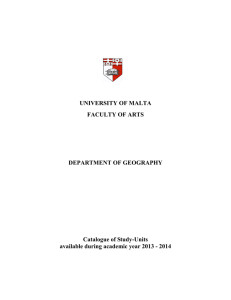 UNIVERSITY OF MALTA FACULTY OF ARTS  DEPARTMENT OF GEOGRAPHY
