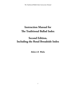 Instruction Manual for The Traditional Ballad Index Second Edition,