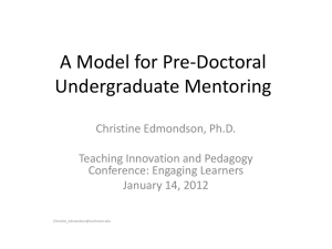 A Model for Pre-Doctoral Undergraduate Mentoring