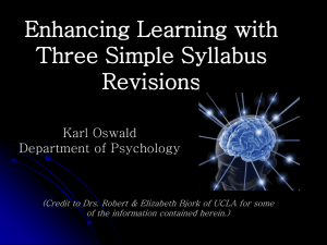 Enhancing Learning with Three Simple Syllabus Revisions Karl Oswald