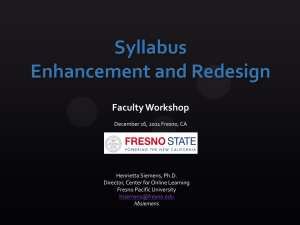 Syllabus Enhancement and Redesign Faculty Workshop