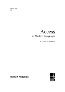 Access  in Modern Languages Support Materials