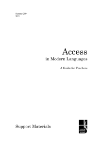 Access  in Modern Languages Support Materials