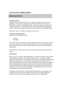 curriculum descriptors MUSIC (ACCESS 1)