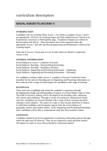 curriculum descriptors SOCIAL SUBJECTS (ACCESS 1)
