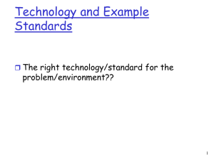 Technology and Example Standards  The right technology/standard for the