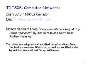 TDTS06: Computer Networks Instructor: Niklas Carlsson Email: