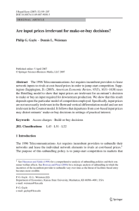 Are input prices irrelevant for make-or-buy decisions? Philip G. Gayle