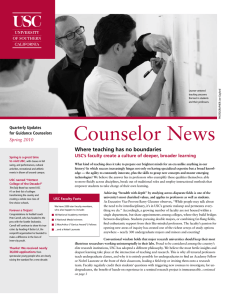 Counselor News Where teaching has no boundaries Spring 2010