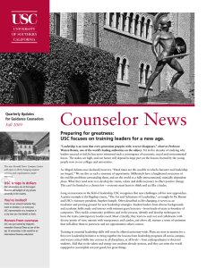 Counselor News Preparing for greatness: Fall 2009