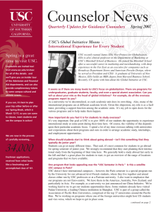 Counselor News Spring is a great Quarterly Updates for Guidance Counselors Spring 2007