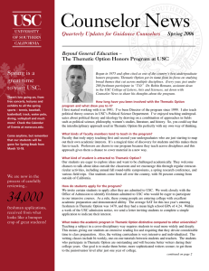 Counselor News Spring is a Quarterly Updates for Guidance Counselors Spring 2006